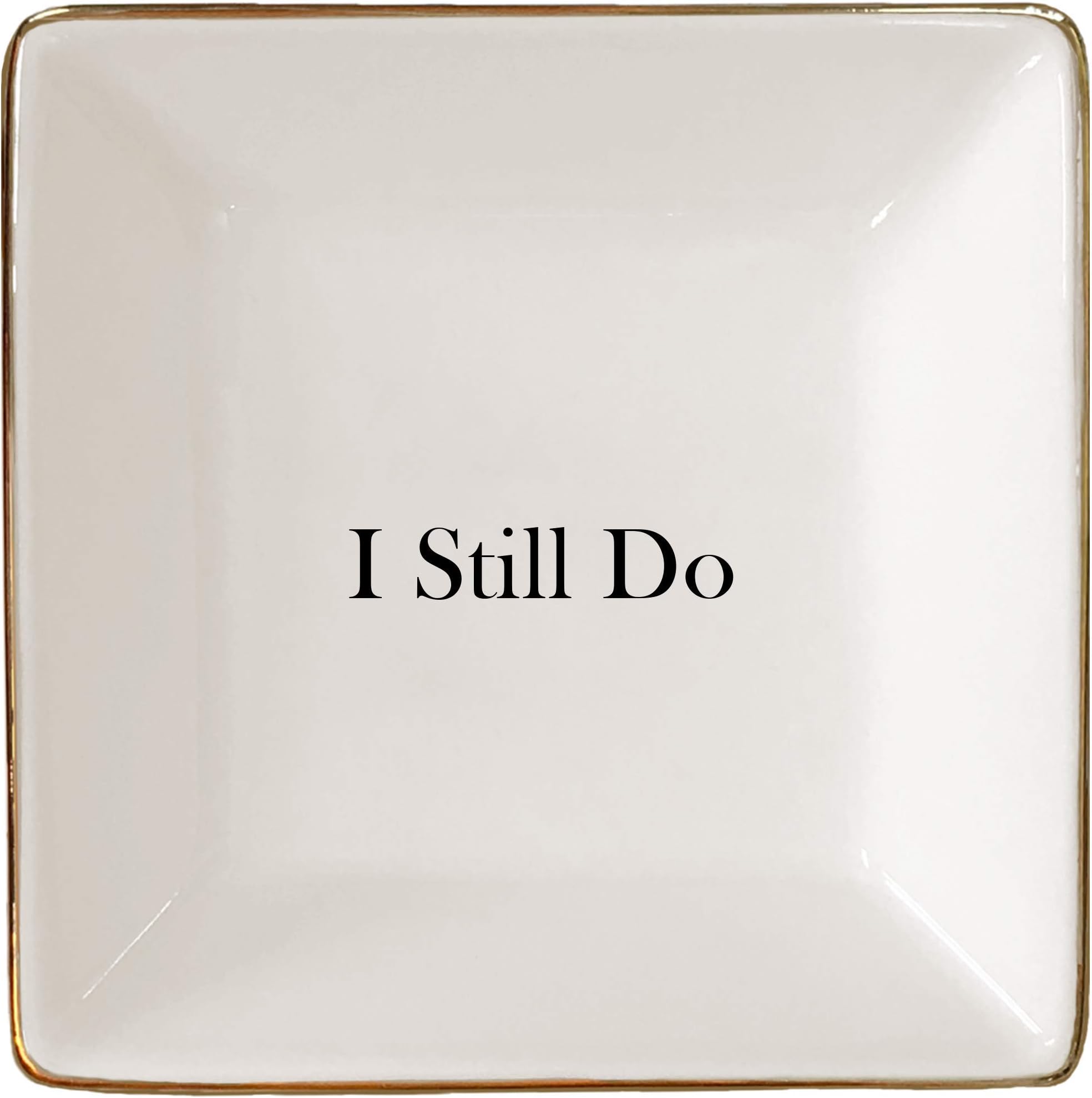 Simply Charmed I Still Do Gift for Wife or Husband – Ceramic Jewelry Dish or Ring Holder – Elegant Trinket Tray