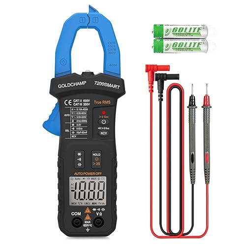 Miniatura 8 de Multímetro de pinza digital de 4000 cuentas Probador de voltaje de amplificador con aplicación, capacitancia, voltaje, resistencia, corriente CA RMS