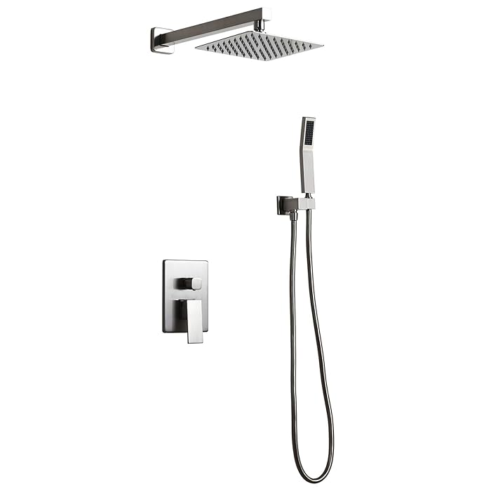 Buy Homary Luxury Wall Mounted Brushed Nickel 8" Shower Set Rainfall