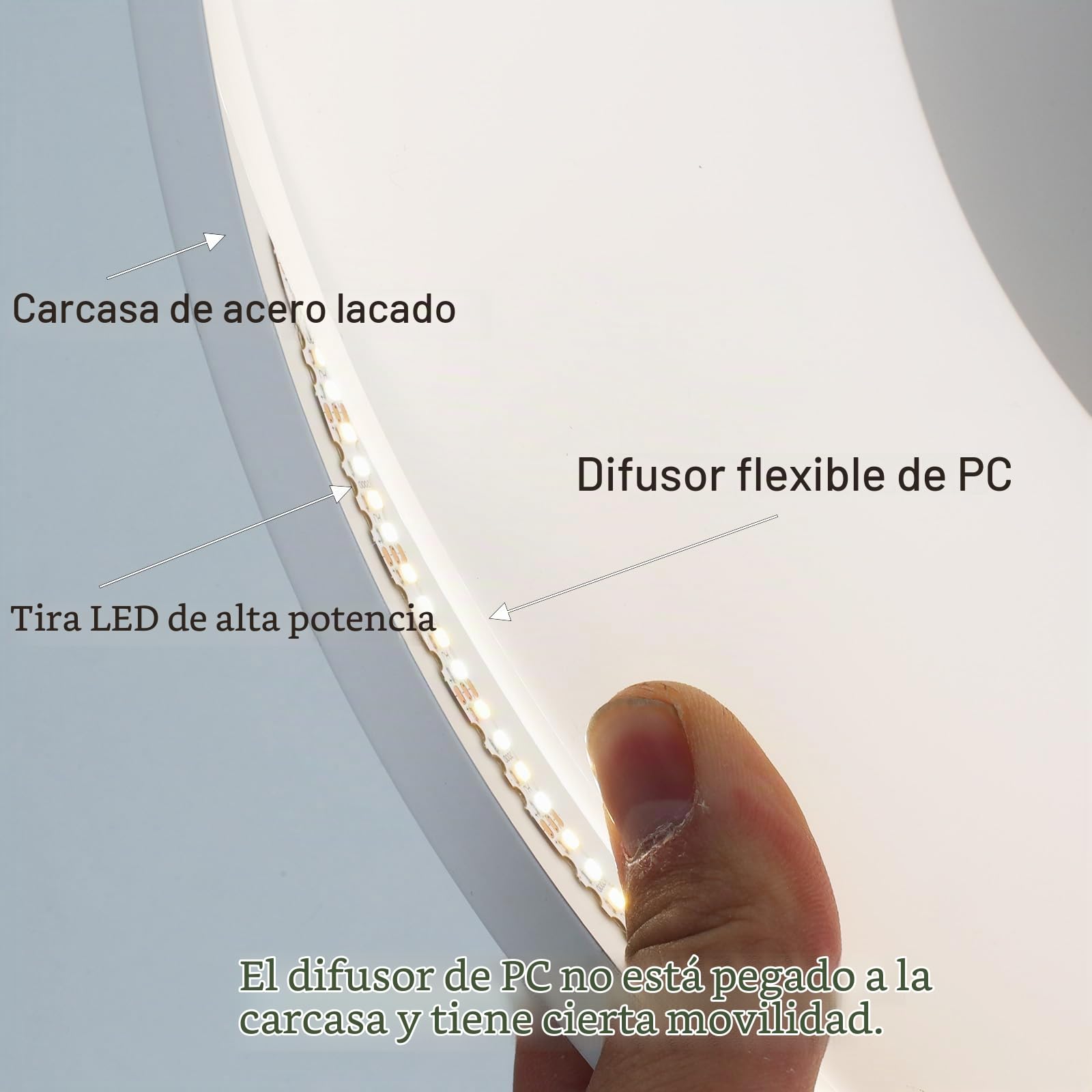 Alpinaluz Plafón LED de 36W Ø40cm 4500lm con Selector de Color CCT 3000K/4000K/6000K, Diseño Redondo en Metal Blanco y Luz Lateral CRI85, para Salón y Comedor