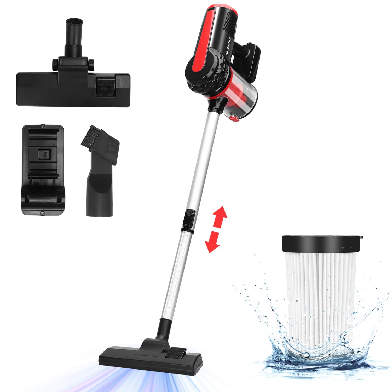 AIGOSTAR Handstaubsauger Aufrechtsauger 4-in-1 Kabelgebundene Staubsauger Leicht Bürststaubsauger