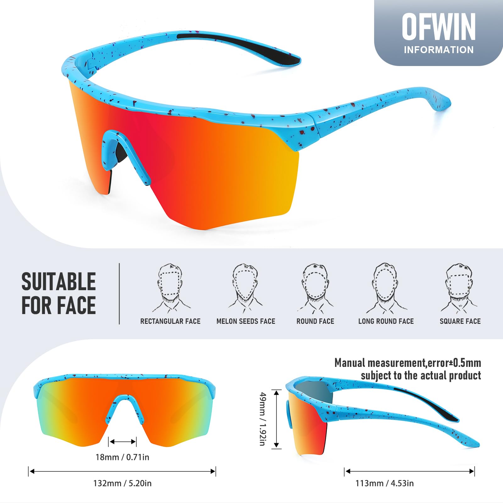 Dziecięce sportowe okulary przeciwsłoneczne dla chłopców, dziewcząt, polaryzacyjne, młodzieżowe, softball, okulary przeciwsłoneczne, jazda na rowerze, wiek 5-15 lat