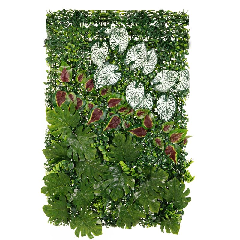 Image of Wall Grass (3 Pcs); Artificial Grass for Wall Decoration; Vertical Garden Artificial Mat; Grass Tiles for Balcony and Garden (Forest Snow; 60cm x 40cm x 8cm; Plastic; Pack of 3)