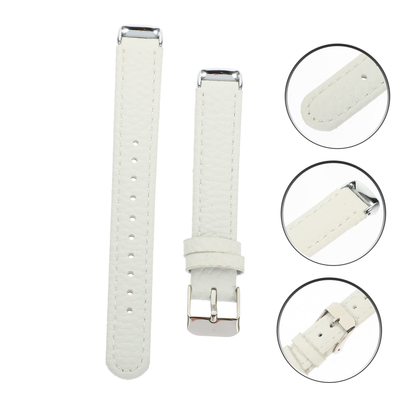 HOMSFOU 5st Geriebener Lederriemen Lederarmband Luxuriöses Damenuhren Für Damen Austauschbares Armband Dekoratives Uhrenarmband Uhrengürtel Privates Modell Edelstahl Weiß Lieferungen