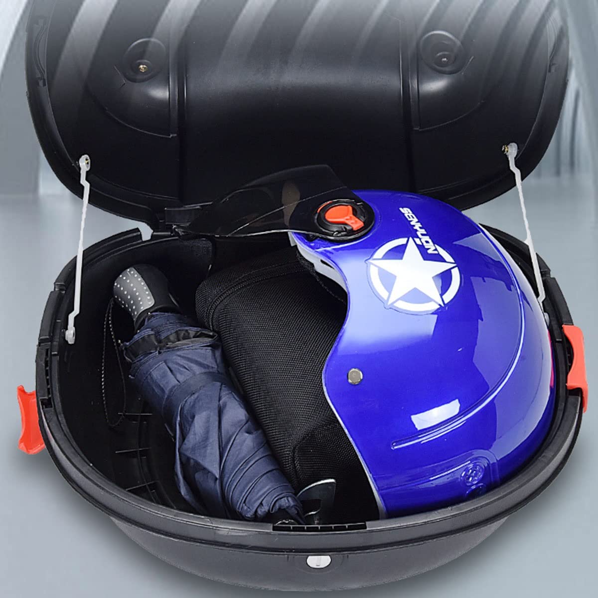 30L Baúl De Moto Universal Maleta Scooter con 2 Llaves Accesorios Impermeable para Casco Accesorios Moto Scooter Quad (Color : Matte Blue)