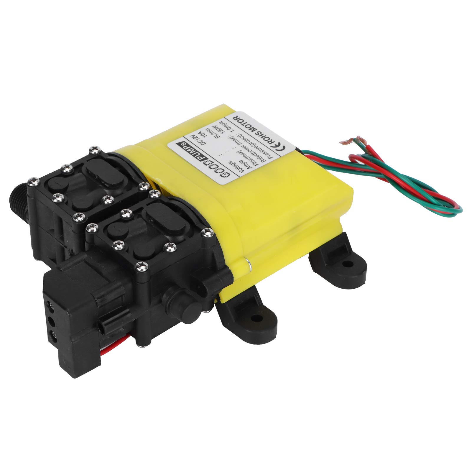 Pompe à membrane haute pression 12 V 120 W 8 L Pompe à haute pression avec connecteur en cuivre Pompe à injection d'eau automatique