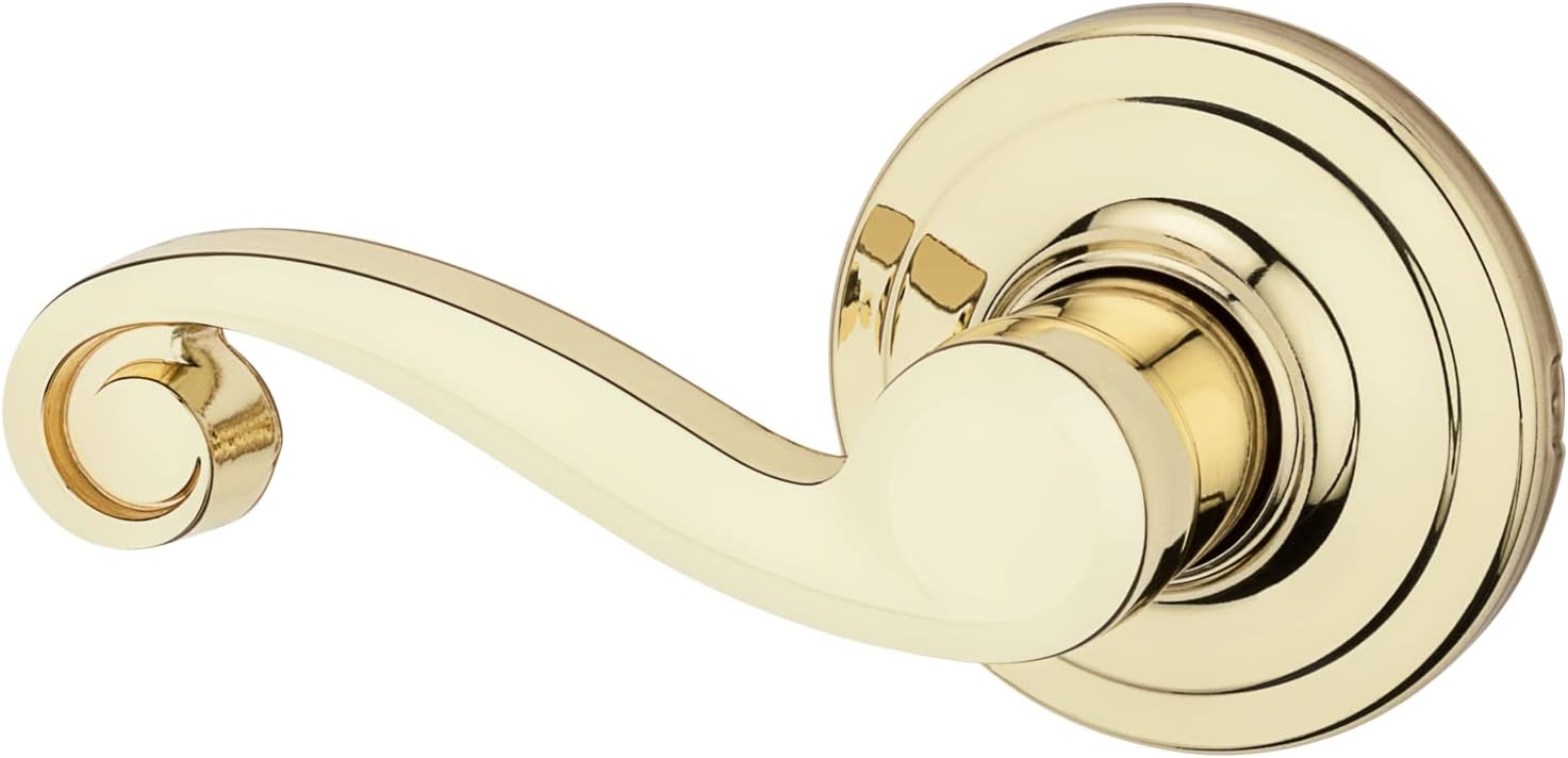 Kwikset Lido Left-Handed Half-Dummy Lever with Microban Antimicrobial Protection in Polished Brass (97880-682)