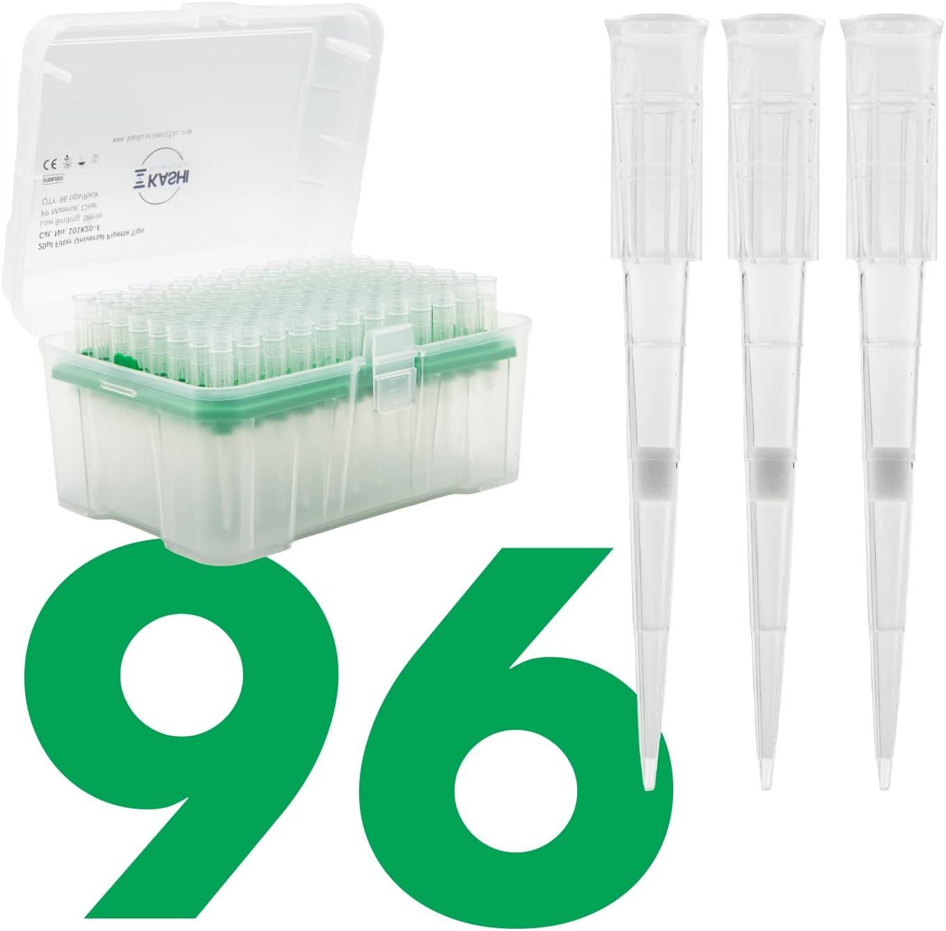20uL Filter Pipette Tips - Kashi Scientific Universal Lab Pipette Tips for P20 Pipettes - Sterile Pipette Tips 20 ul - DNase/RNase/Pyrogen Free, Low Binding, 1 Rack of 96 Tips