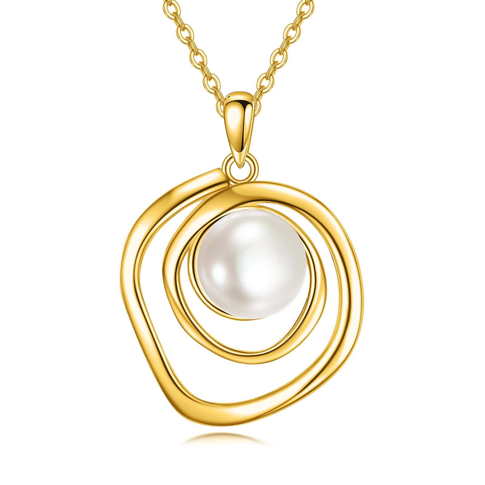VONALA Weißgold und Gold Perlenketten Damen Sterling Silber Weiß Perlenkette Mit Anhänger Perlenschmuck Perlen Halskette für Damen