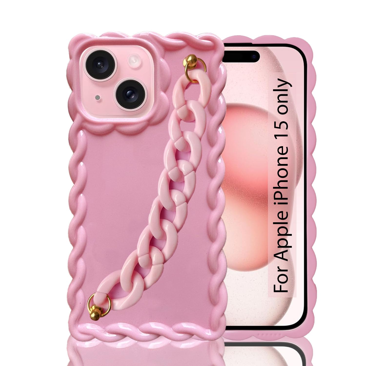 iPhoneアクセサリー Phone KC Back Cover for Apple iPhone 15 - Cream Wave Silicone Soft