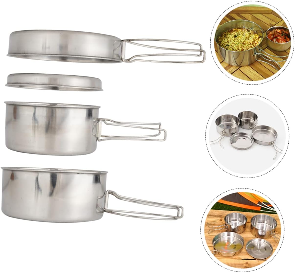 BESPORTBLE Outdoor Camping Cookware Stainless Steel Pot Pan Long Handle Picnic Supplies