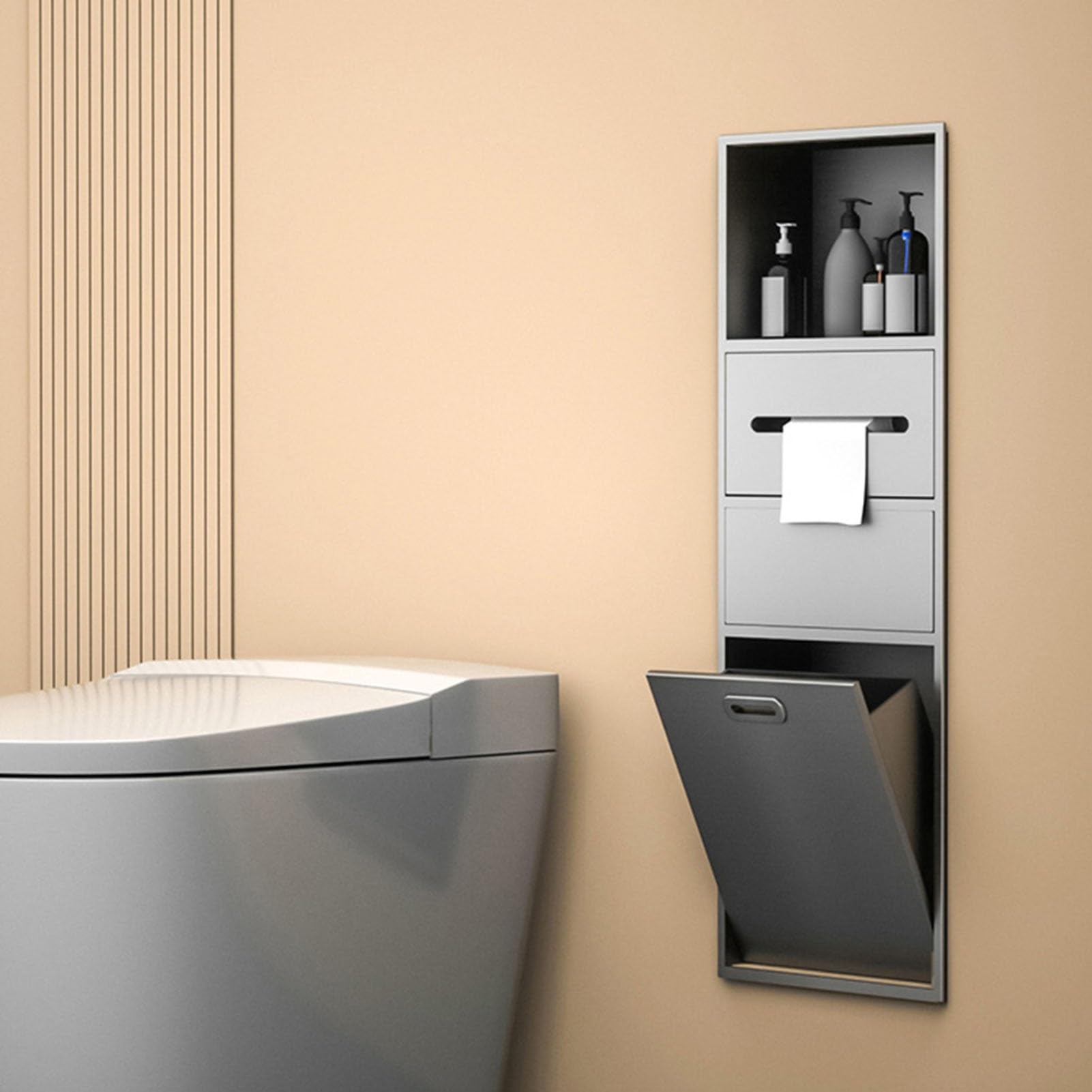 Nicchia da bagno in acciaio inossidabile, acciaio inossidabile spazzolato, mensola quadrata per doccia, mensola da bagno a nicchia da parete per shampoo, inserto per organizer per prodotti