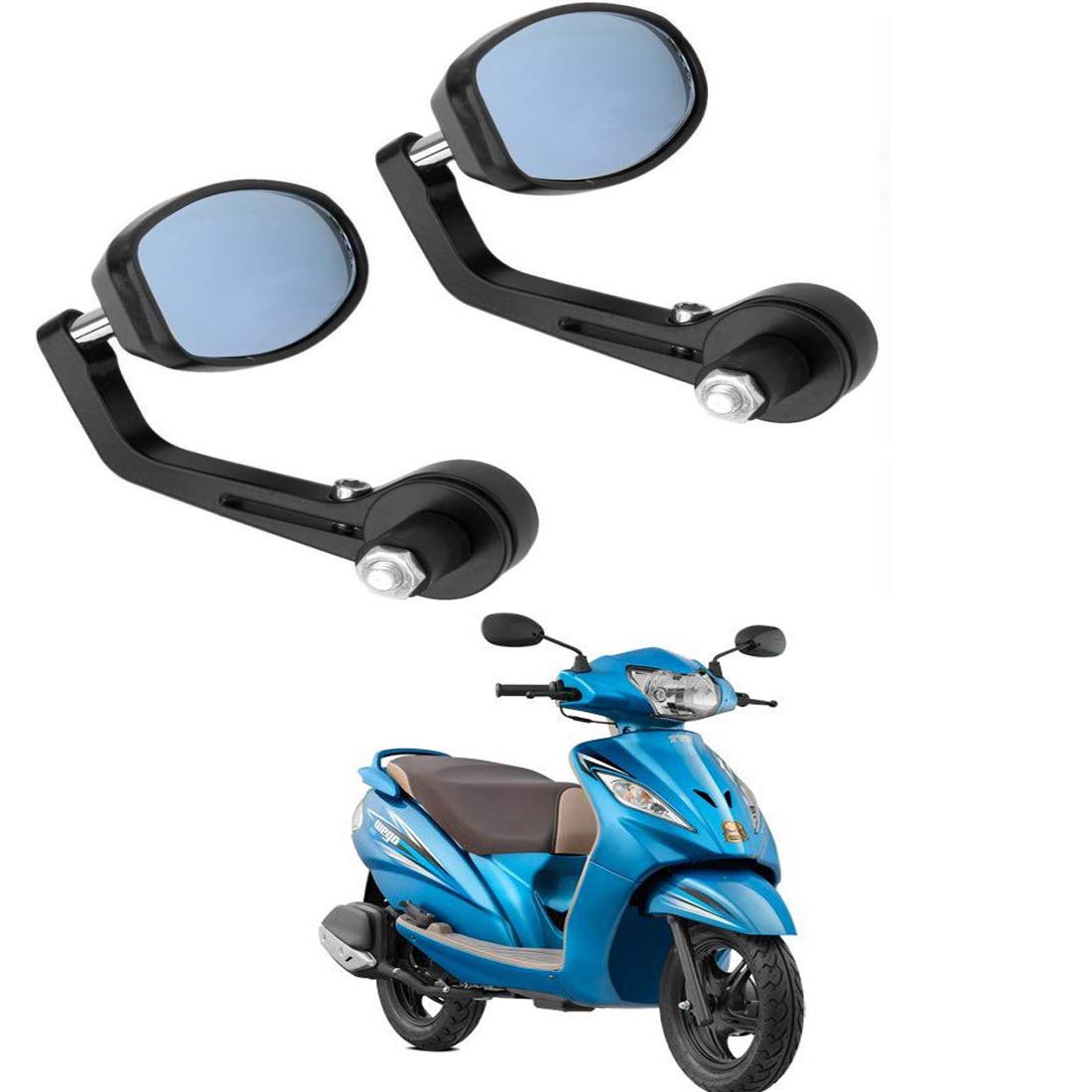 RWT Plastic Driver Side Manual Rear View Dual Mirror for TVS Wego