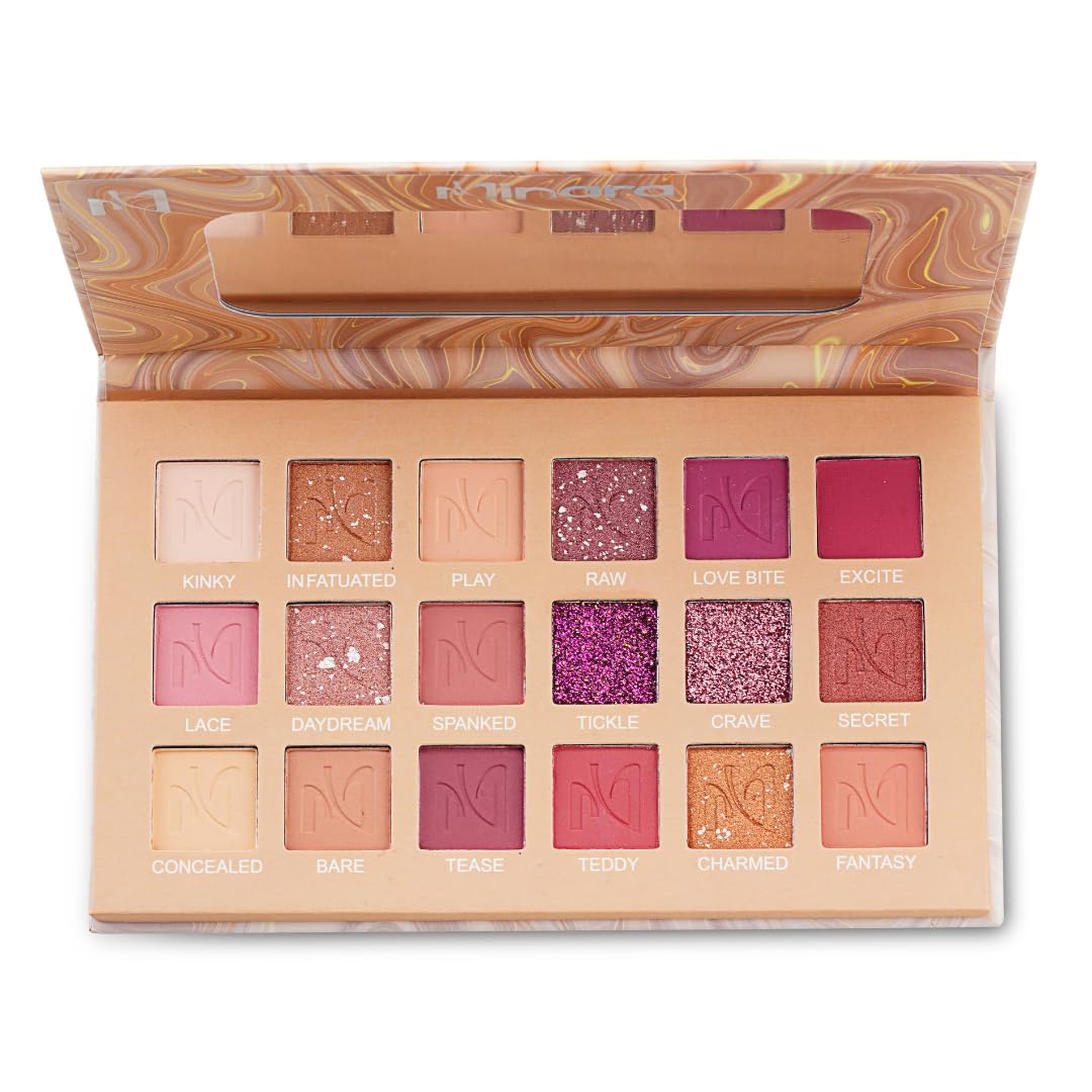 MINARA Nude Eyeshadow Palette (18 colors) 18 gm(Multicolor)| Matte|Shimmer | Beginner Friendly & Long Lasting Eye Shadow Palette