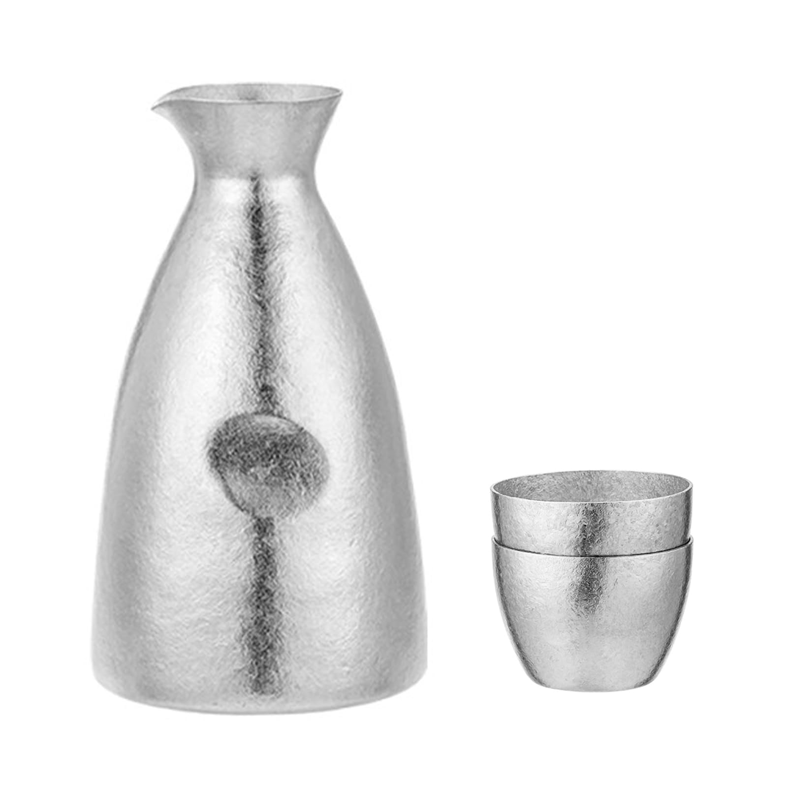 Generic Juego de Sake Japonés Portátil, Elegante Material Ti, Vertido Suave, Actividades Al Aire, Olla de 390ML + 2 Tazas de 40ML (Olla de sake cóncava + 2 tazas [Estilo flor de)