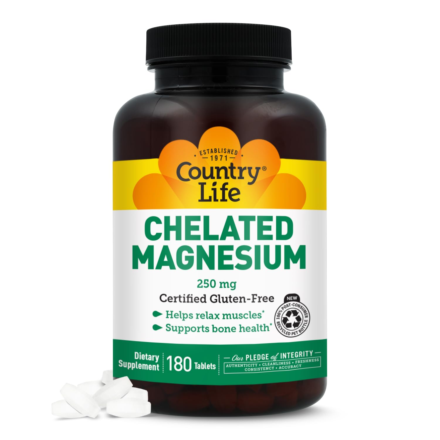 Chelated Magnesium 250mg - Supports Heart, Bone & Muscle Health, Vegan-Friendly Magnesium Supplement with Magnesium Oxide and Amino Acid Chelate, Gluten-Free
