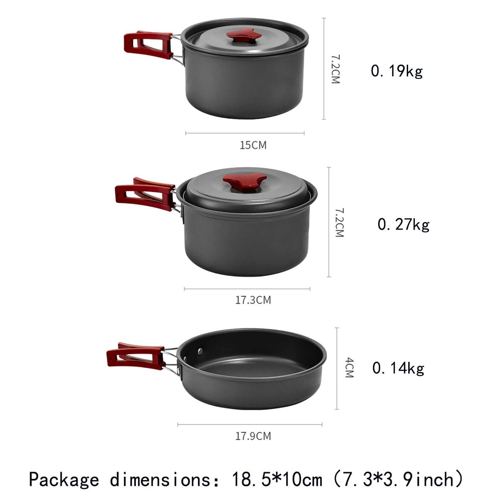 Outdoor-Set, Kleinteile-Tasche, Aluminium-Pfanne, Suppen-, Camping-Ausrüstung, Gewürzglas mit Kochgeschirr (A 18,5 x 10 cm)