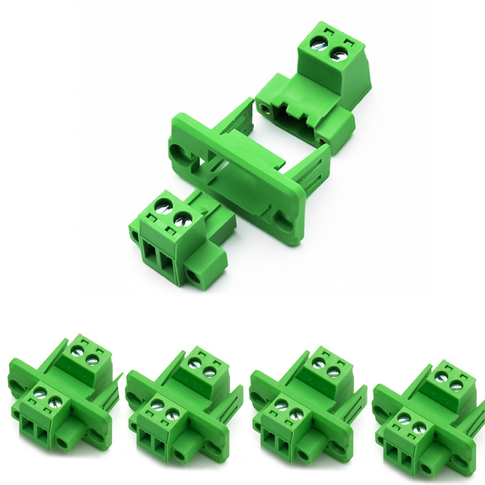 Conector Phoenix de 2 pines de 5,08 mm para montaje en panel, pack de 5 unidades 7