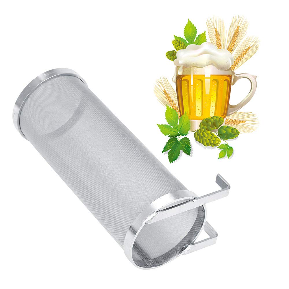 TopHomer (10 * 25cm/4x10inch) Edelstahl Bierbrauen Filter 300 Micron Hausgemachte Brauerei Bier Hopfen Mesh Filter Sieb mit Haken Kettle Brew Filter