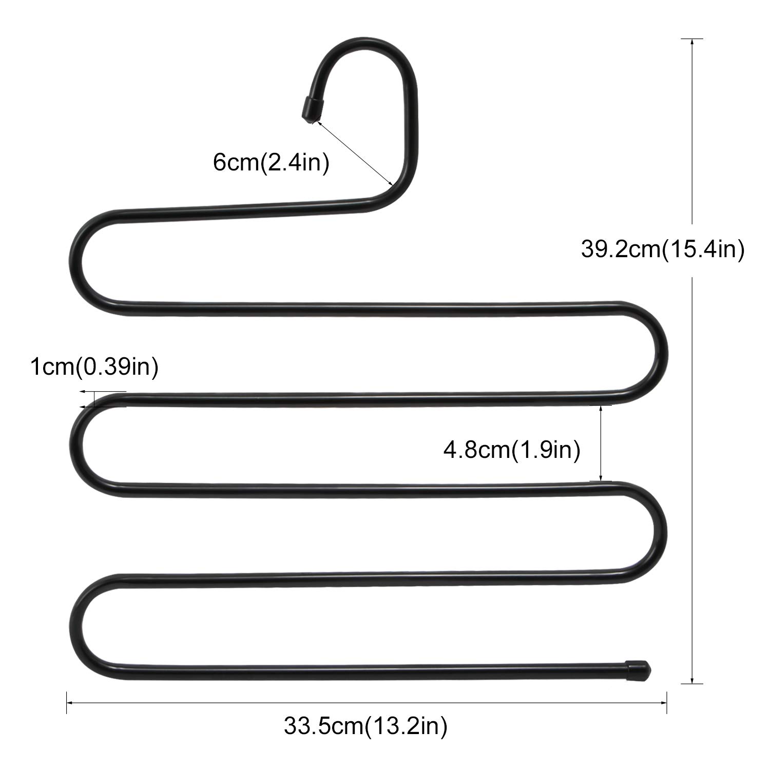 DOIOWN 6 Stück Hosenbügel S-Form Edelstahl Kleiderbügel platzsparend Kleiderschrank Organizer für Hosen Jeans Schal (5 Schichten, Stück) Schwarz -