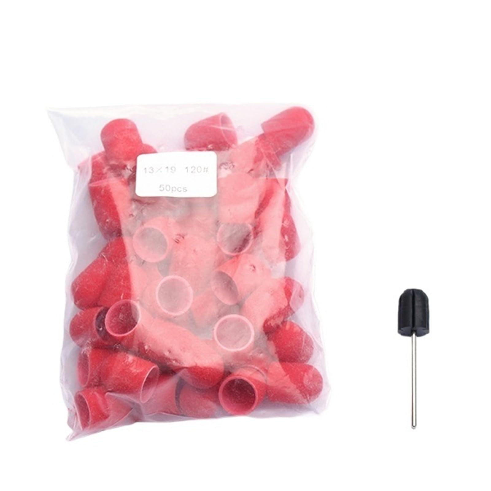 50 Uds. Accesorios de taladro de uñas de plástico rojo tapas de bloque mandril removedor de Gel cuidado de los pies cutícula(13x19 120 Grit)