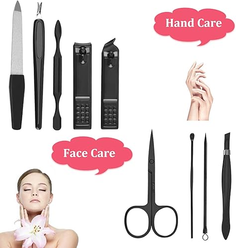 Miniatura 5 de Juego de manicura y pedicura profesional, juego de cortaúñas de acero inoxidable 9 en 1, herramientas personales para el cuidado de las uñas