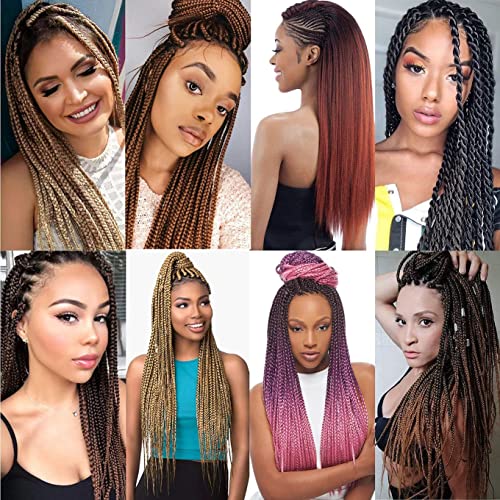 Wigenius Pre-Stretched Braiding Hair 26 Inch Easy Braid 6 Packs Professional Kanekalon Synthetic Fiber Crochet Ez Braids Yaki Texture Knotless Braiding Hair Extensions (4#,Medium Brown) #TOP5