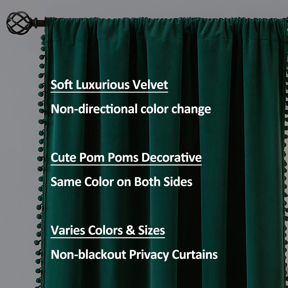 Amazon.co.jp: ポンポングリーンカーテン ベルベットドレープ