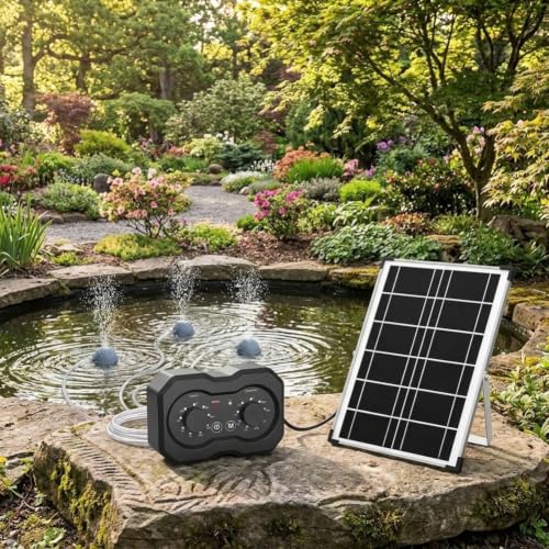 Bomba de aire solar modo dual para estanques con funcionamiento silencioso 3