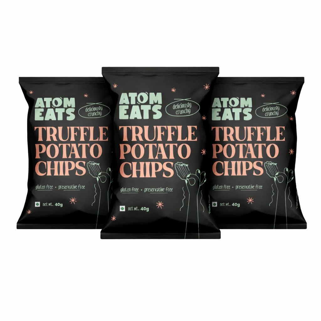 Atom Eats Umami Bomb Potato Chips 40g each (Pack of 3) | Crunchy Gourmet Snacks for Parties, Drinks, Tea & Coffee | Imported Quality | Social Gatherings - Fun Snack - Cafe-image-36