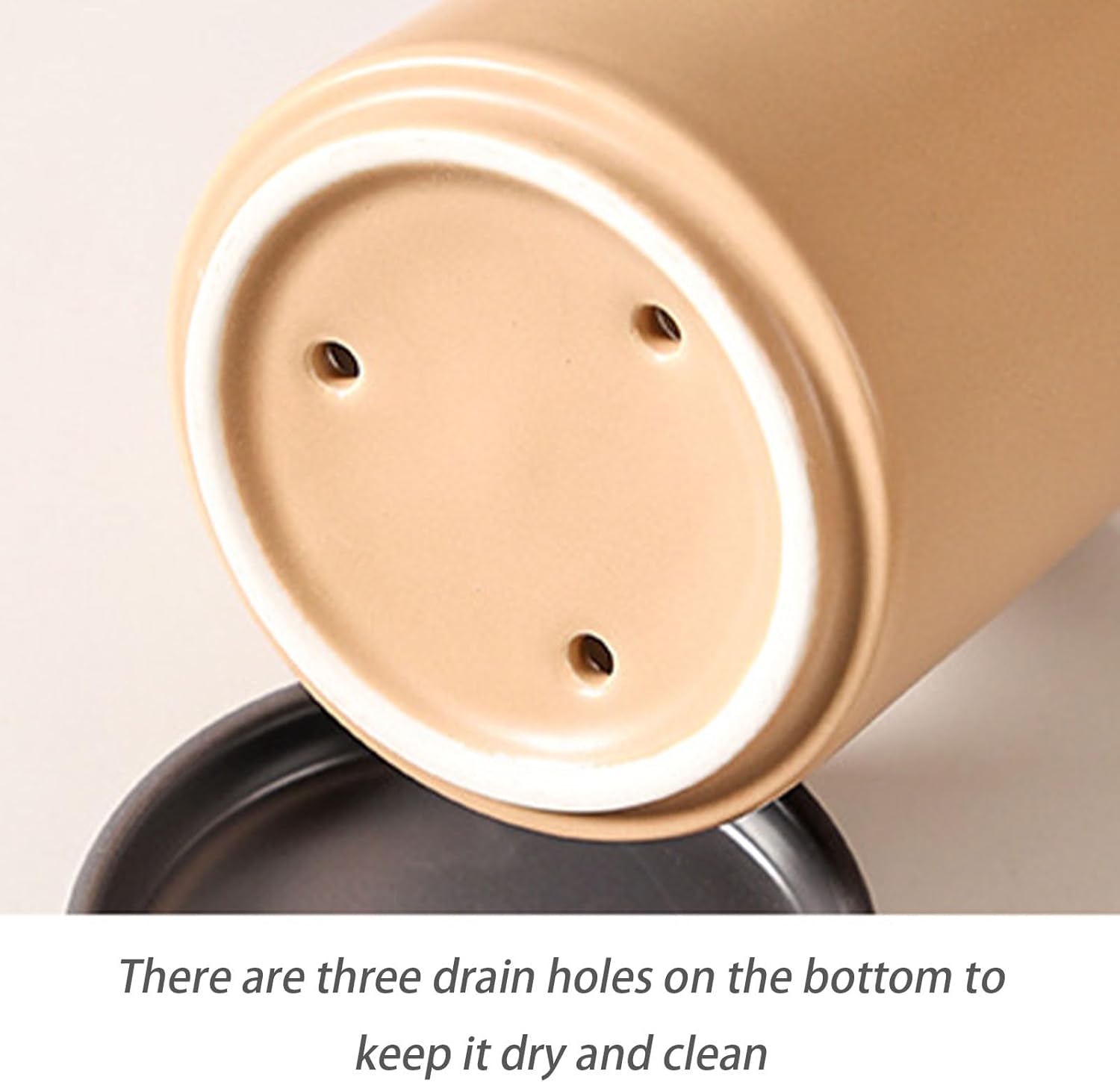 Dxcaicc Utensil Holder,Large Ceramic Stable Utensil Caddy,Drainer Ceramic Cooking Utensil Holder,Ceramic Kitchen Utensil Holder for Countertop,Cooking Utensils Holder for Kitchen,Brown