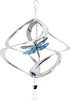 Red Carpet Studios The Original Helix Cosmix Spinner Stainless Steel and Crystal Geo, 17.5 Inches, Dragonfly