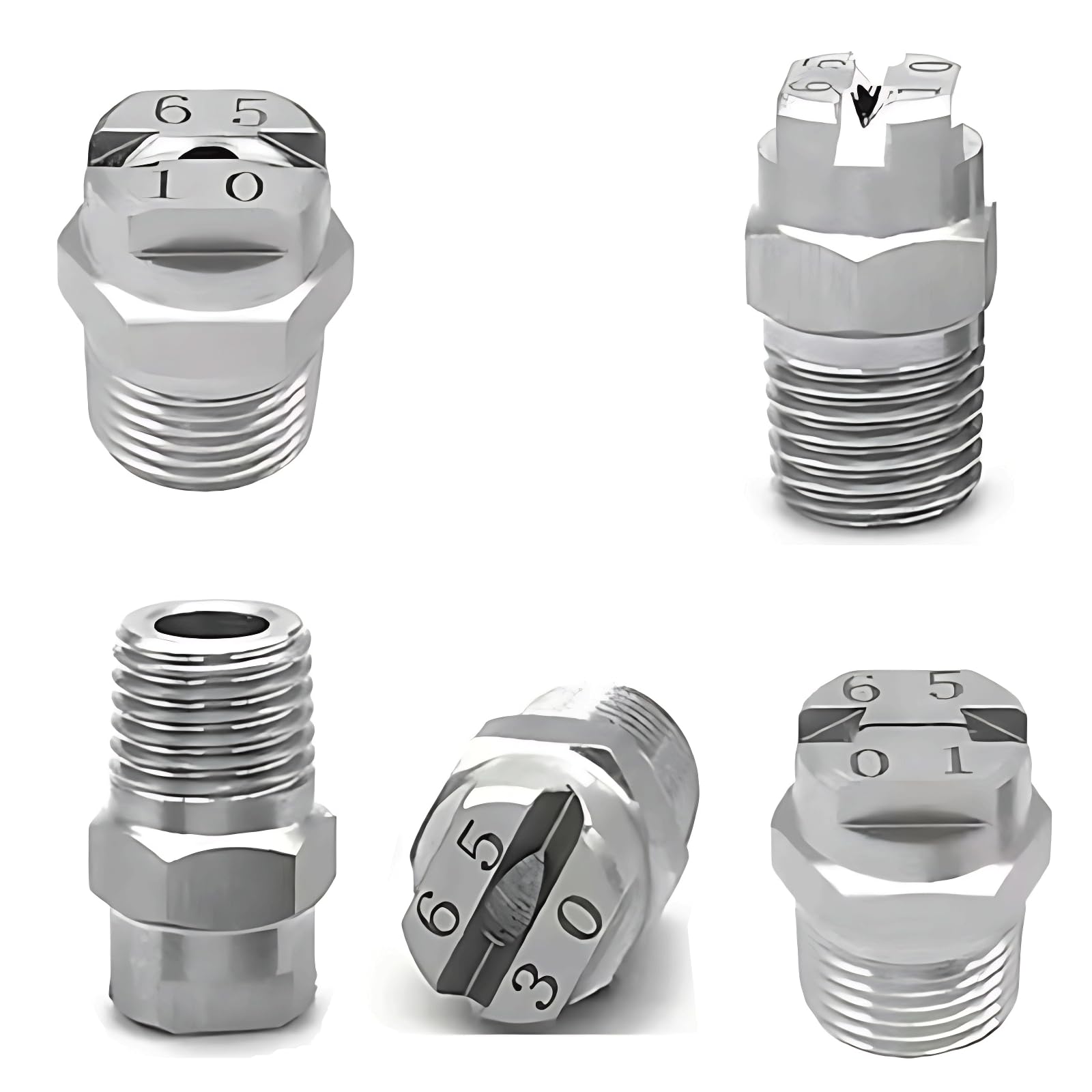 5 Pcs Flat Nozzle High Pressure Spray 1/8,1/4,3/8,1/2 Male Thread 65 Degree Stainless Steel Washer Nozzles Cleaner 1/8 (Hole Diameter 2.4mm)