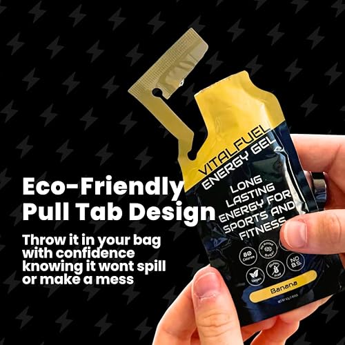 Miniatura 7 de Banana Energy Gel para correr, ciclismo y ejercicio, 12 paquetes de gel energético, 0.71 oz de carbohidratos de fruta real y potasio, 80 cales,