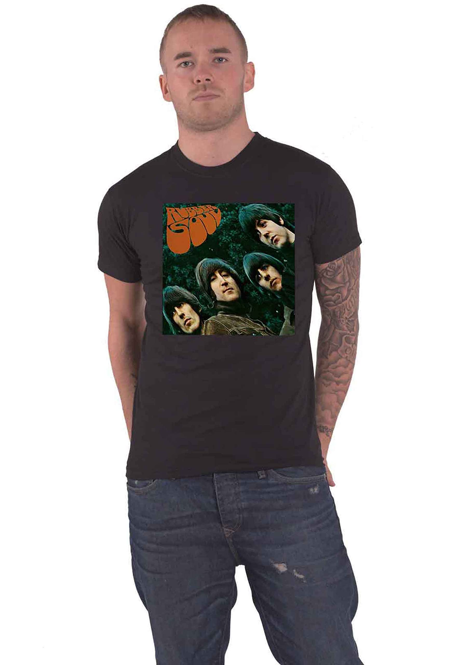 The Beatles T Shirt Rubber Soul Album Cover Official Unisex Black M