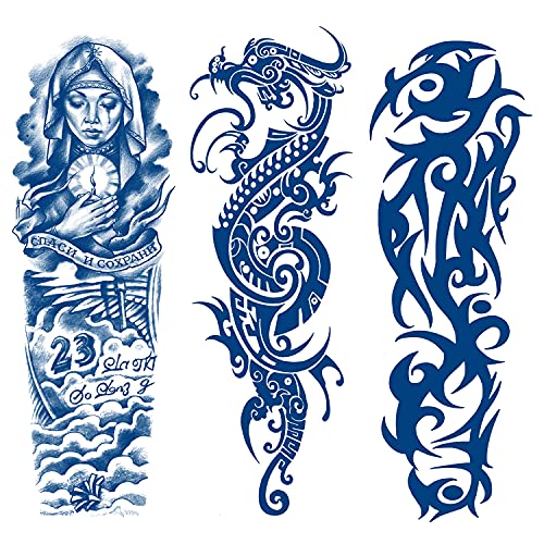 glaryyears Semi Permanent Tattoos Sleeve Sticker — 3 Sheets Full Arm Temporary Tat Stickers for Men Women Greek Mythology Dragon Cool Designs Long lasting Waterproof Thigh Body Bicep tattoo Large Size glaryyears Semi Permanent Tattoos Sleeve Sticker — 3 Sheets Full Arm Temporary Tat Stickers for Men Women Greek Mythology Dragon Cool Designs Long lasting Waterproof Thigh Body Bicep tattoo Large Size