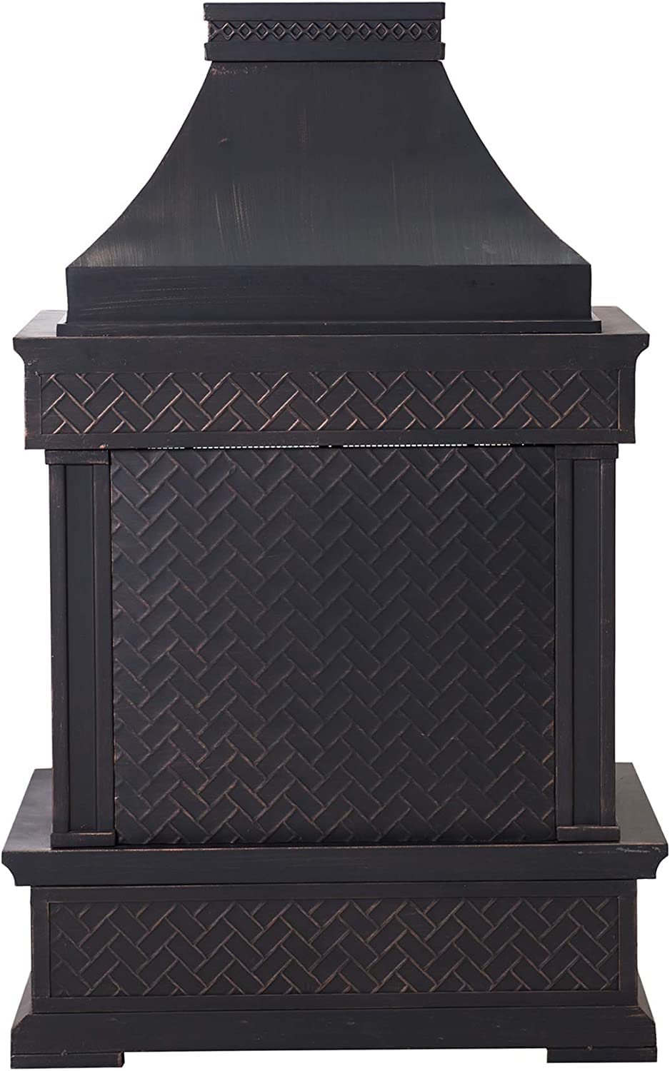 Amazon.com : Sunjoy Outdoor Fireplace, Heirloom Patio Wood Burning Steel  Fireplace with Chimney, Spark Screen, Fire Poker, and Removable Grate,  Black : Patio, Lawn u0026 Garden
