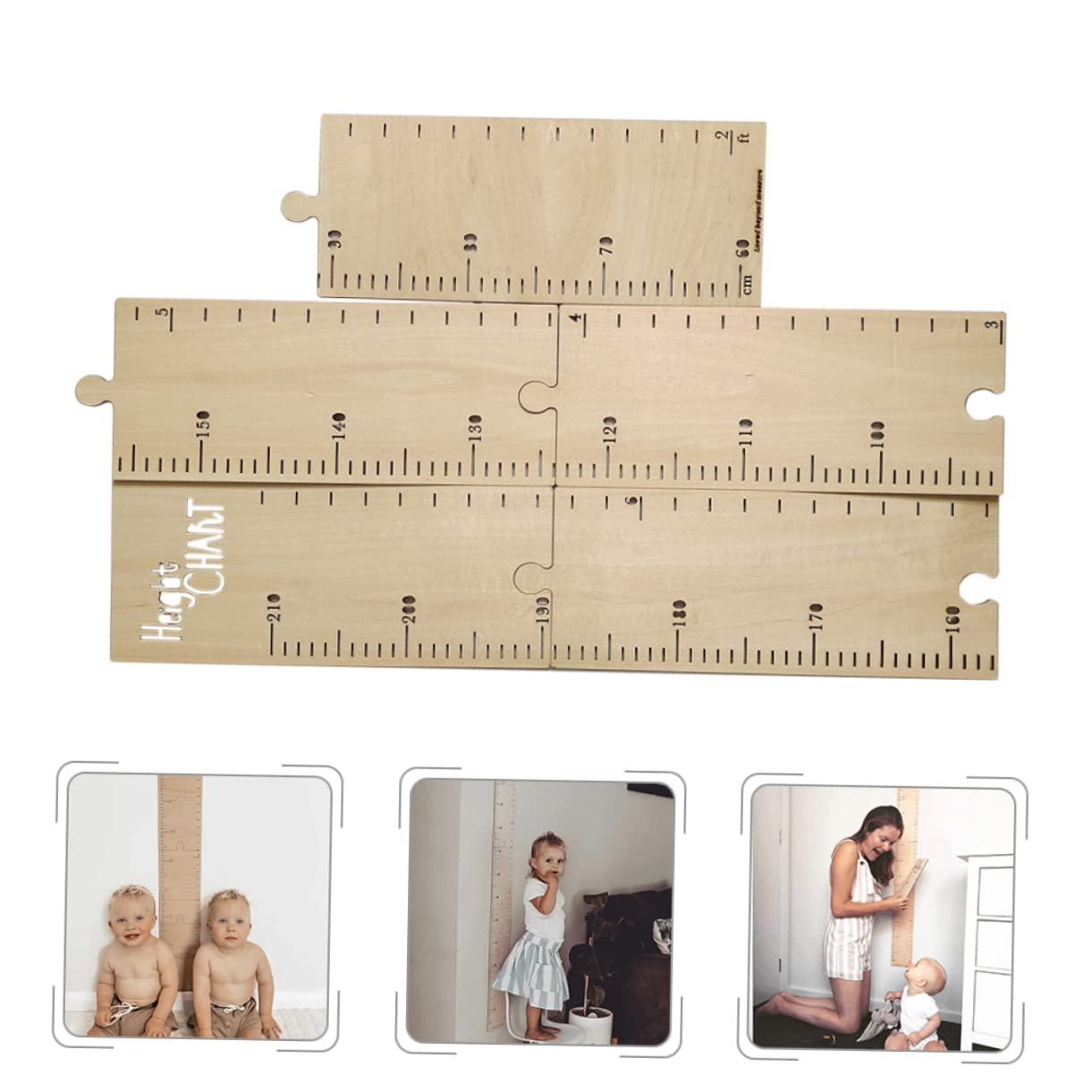 HEMOTON Adhesive Growth Chart for Boys and Girls Wooden Height Ruler Measuring Board Family Growth Chart