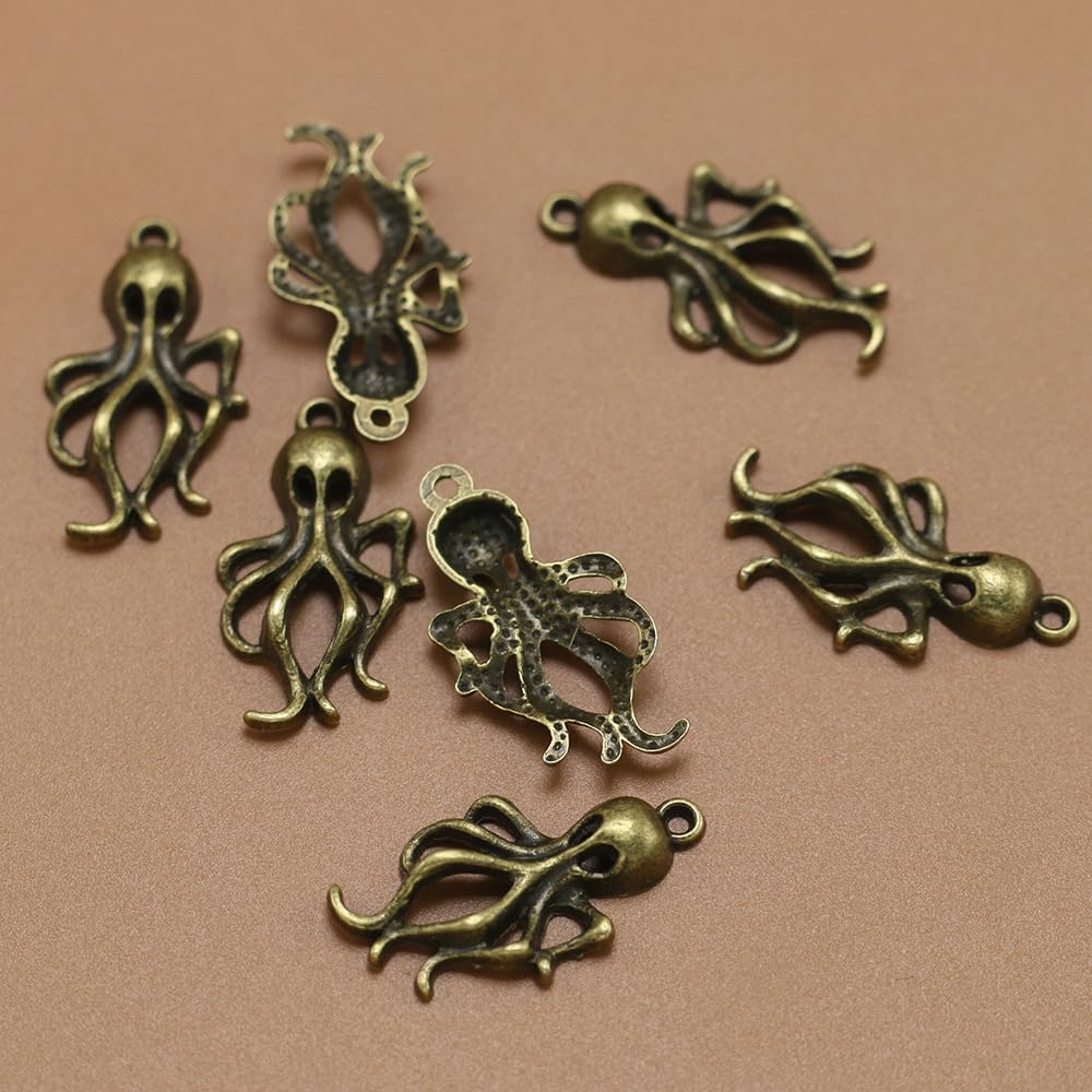 vokoko 60Pcs Octopus Charms Antique Silver Bronze Octopus Charms for Jewelry Making Metal Beads Pendants for Bracelet Keychain Necklace DIY Craft - Image 4