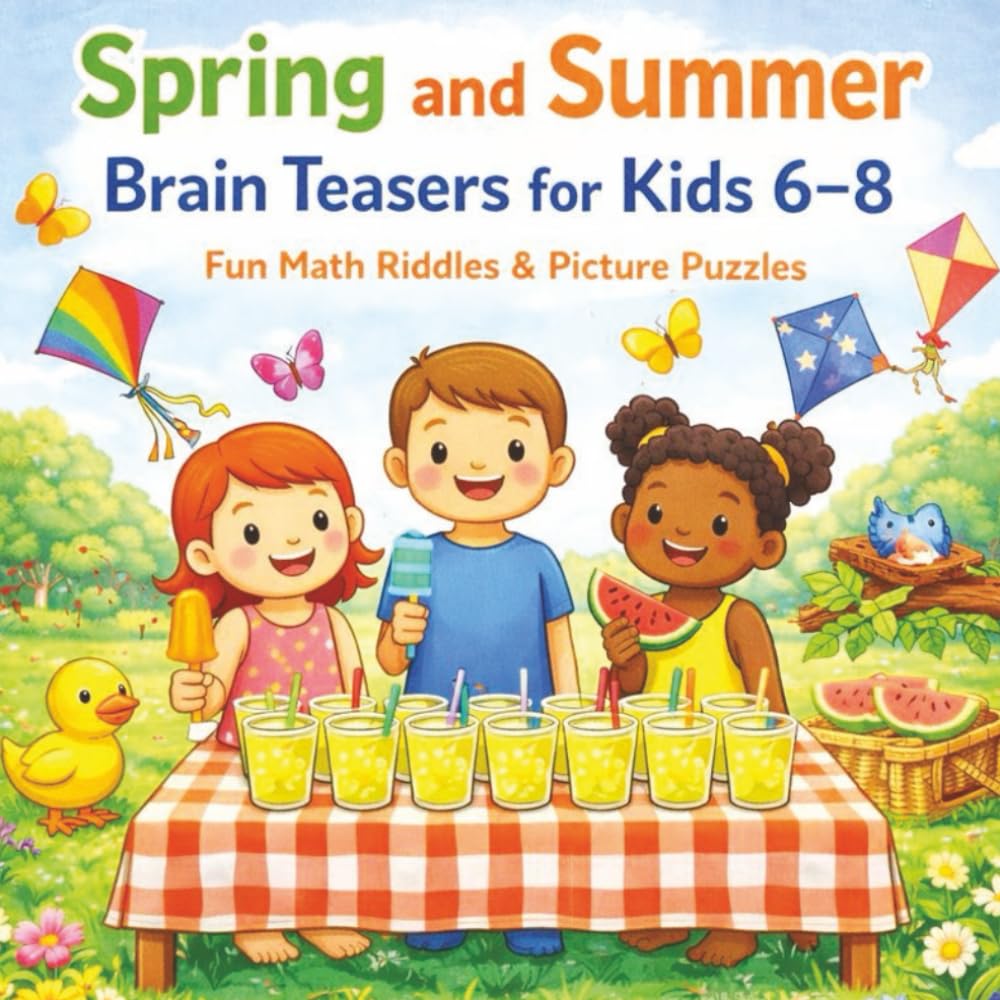 Spring and Summer Brain Teasers for Kids 6-8: Fun Math Riddles & Picture Puzzles