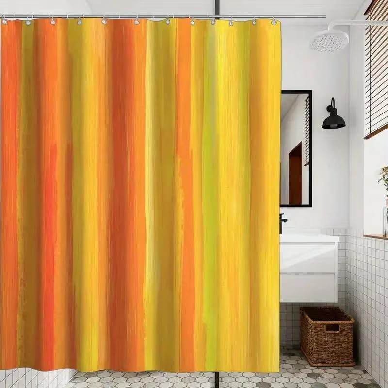 Rideau de douche à rayures aquarelle en polyester imperméable 130x200 cm