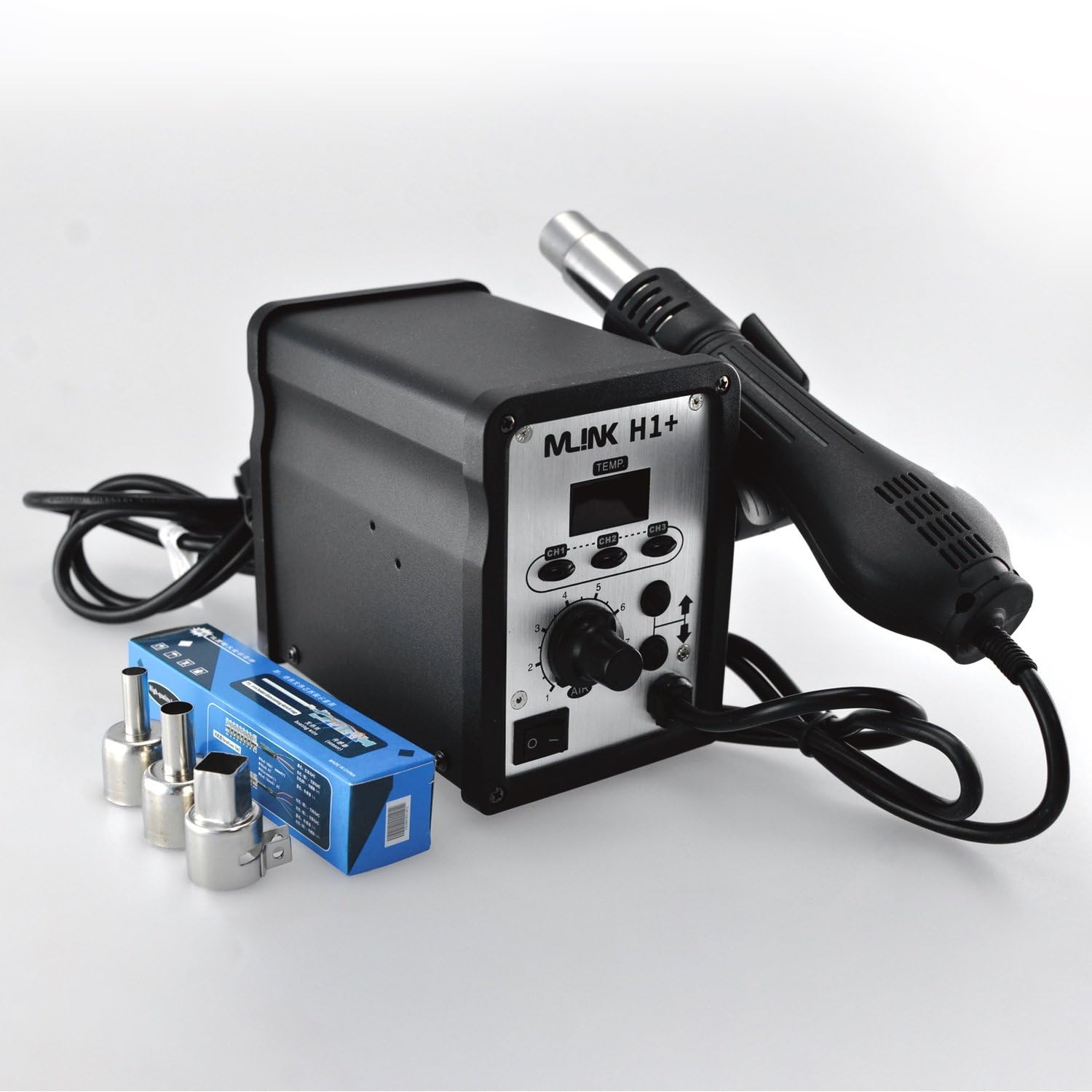 Estación de Soldadura Aire Caliente Mlink H1+ 700W Control Digital con Memorias Rango 100-450°C Compatible con Boquillas Hakko y Aoyue