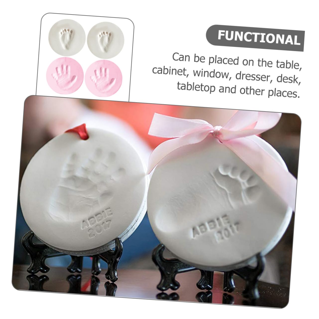 Kit Impronte Mani e Piedini in Argilla per Bambino Bambina 4 Pezzi Regalo per Nascita o Cerimonia Registrazione della Crescita del Bambino Bambina