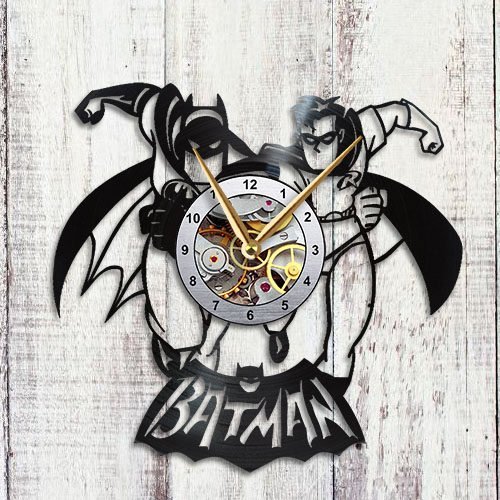 Taniastore Batman and Robin Design Vinyl Record Wall Clock Unique Gifts for him her Gift Ideas for Mothers Day Father Birthday Anniversary Wedding Cute and Funny Original Gifts for Everybody