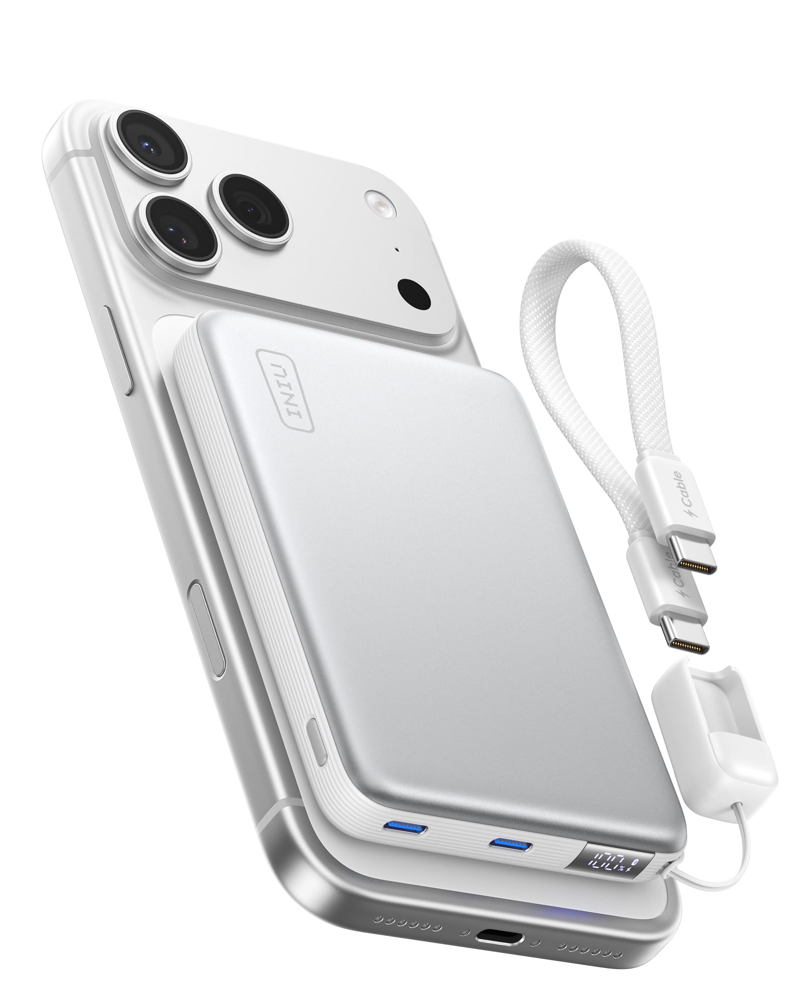 INIU for MagSafe Power Bank, Slimmest 25W Qi2.2 10000mAh Magnetic Portable Charger, 45W PD Fast Charging with USB C Cable, Battery Pack for iPhone Air