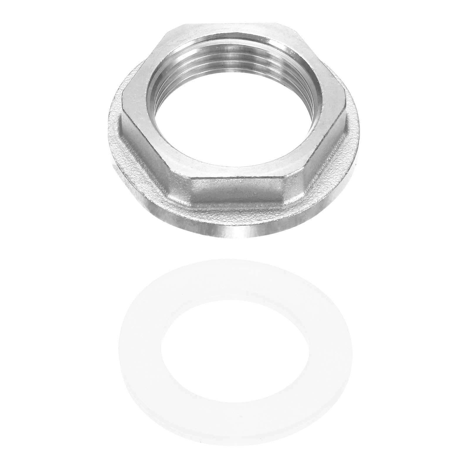 M METERXITY Flange Hex Lock Nut (G 3/4 Inch Female Thread) 1 PCS - 304 Stainless Steel Pipe Fitting Locknuts & with Silicone Washer, Apply to Kitchen Sink Plumbing/Bathroom Basin