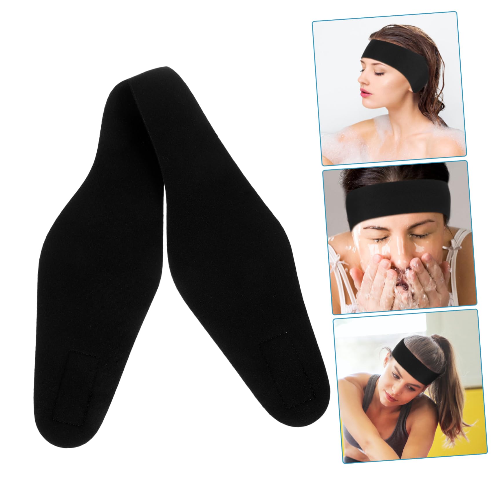 IMIKEYA Djustable Swim Headband for Boys and Girls Adults Diving Ear Protection Headband Waterproof Yoga Hair Band Black