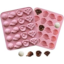 2-Pack Baseball Chocolate Mold Set, 40 Cavities Sports Theme Silicone Candy Molds for Chocolate, Gummy, Fondant, Jello, Ice Cubes - Includes Baseball Cap, Bat, Glove Designs for Cupcake Decorations