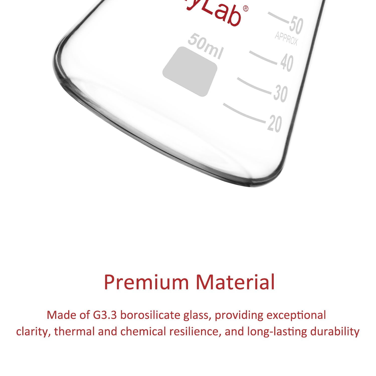 Erlenmeyer Matraces, Paquete de 2 50 ml Boca Estrecha Vidrio de Borosilicato Laboratorio