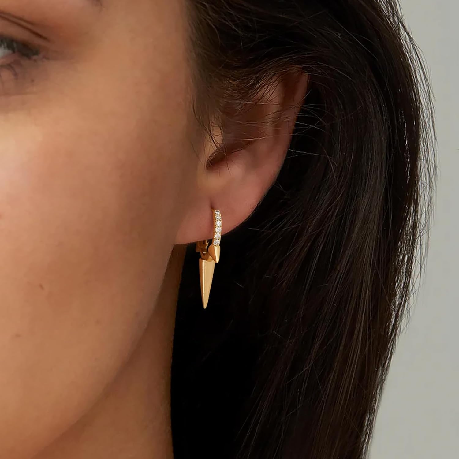 BENEIGE Women Hoop Huggie Earrings 14K Gold Plated Cubic Zirconia Earrings Simple Boho Earrings Handmade Hypoallergenic Jewelry Gifts - Image 4